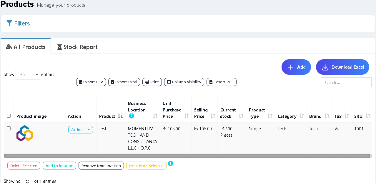 Manage Products